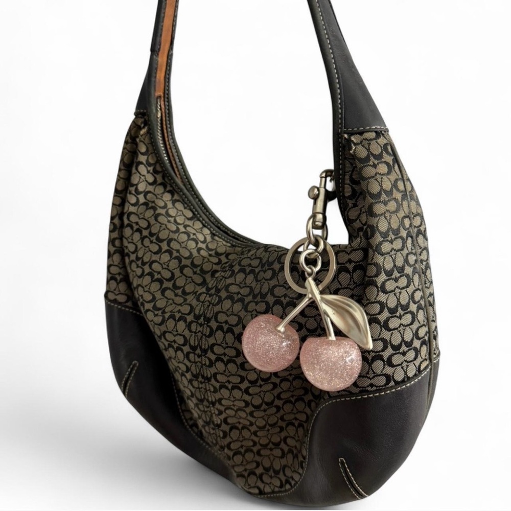 Coach Shoulder Bag with Pink Cherry Charm